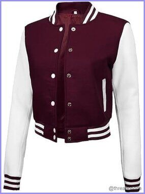 Women's Fleece Varsity Bomber Jacket Cropped Letterman Snap Button